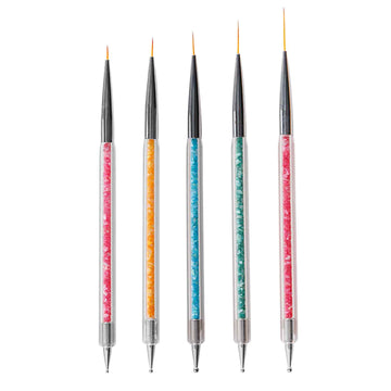 Pinceaux en détail à ongles 5 pièces stylo nail art pour le dessin au trait peinture et pointillé double embouts pinceaux ongle